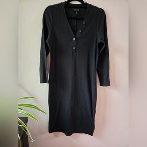 Title: Banana Republic Petite Ribbed Henley Midi Dress - Black - Size PL